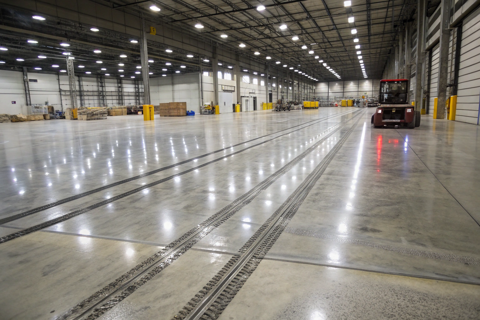 A large warehouse interior flooring