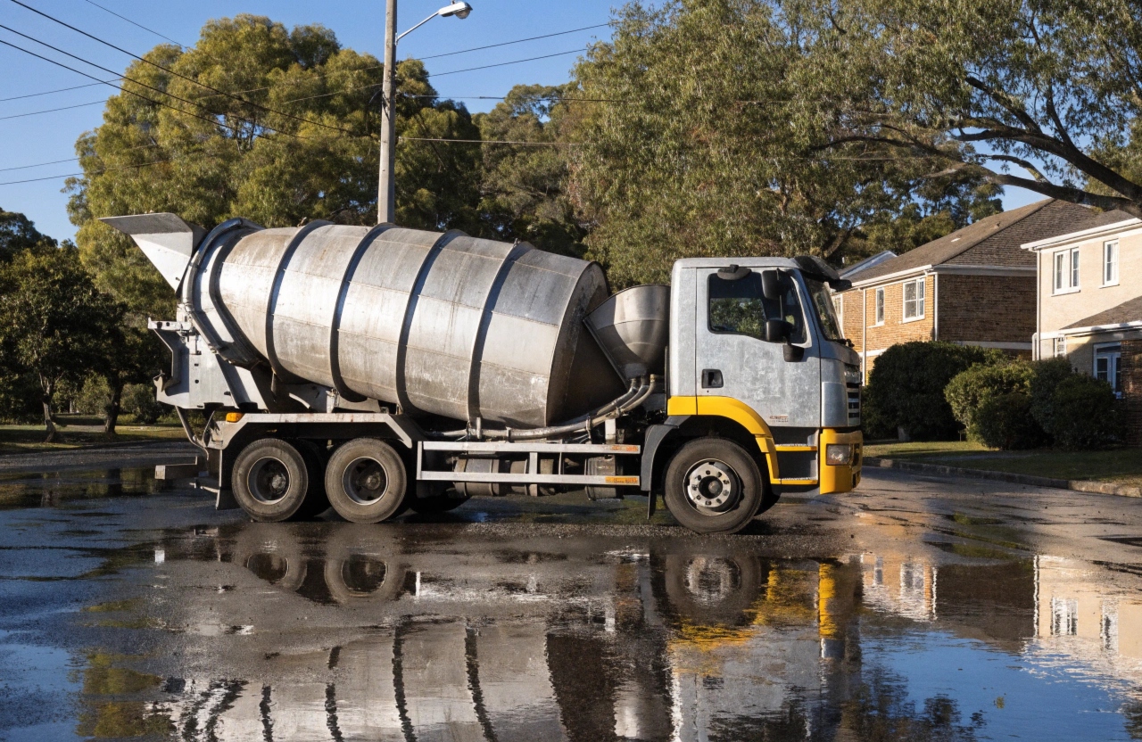 Concrete delivery truck arriving at a residential site in Toowoomba