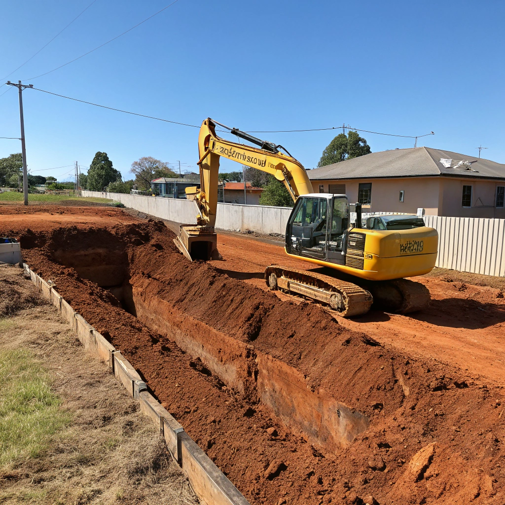 Foundation excavation underway on a residential building site in Toowoomba